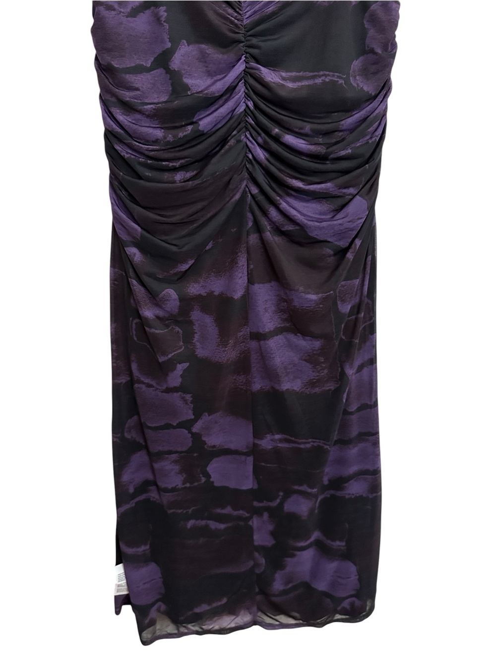 ASOS Curve Plunge Sheer Ruched Maxi Dress Cowl Back Purple Black Snake Print 18 - Picture 8 of 13